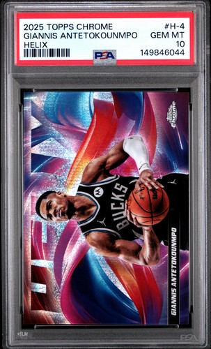 2025 TOPPS CHROME HELIX #H-4 GIANNIS ANTETOKOUNMPO PSA 10