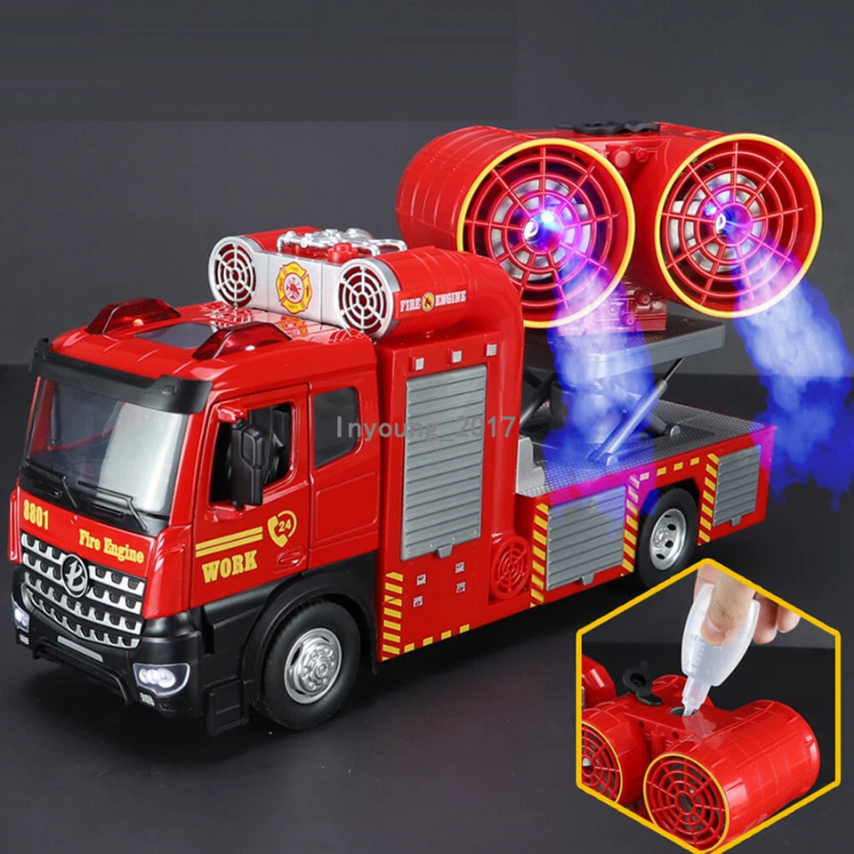 1:18 Smoke Exhaust Fire Truck Toy Model Car Diecast Fire Engine Toy for Kids - Image 4 of 4