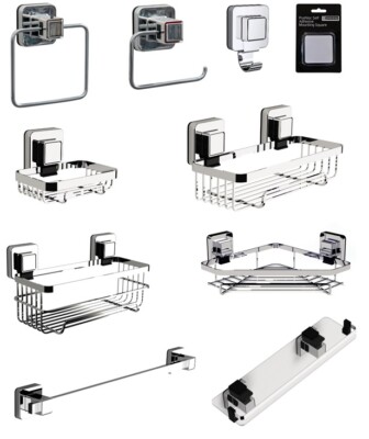 Chrom Wandmontage PuchLoc Saug Badezimmer Aufbewahrung Korb Reling Haken Ring
