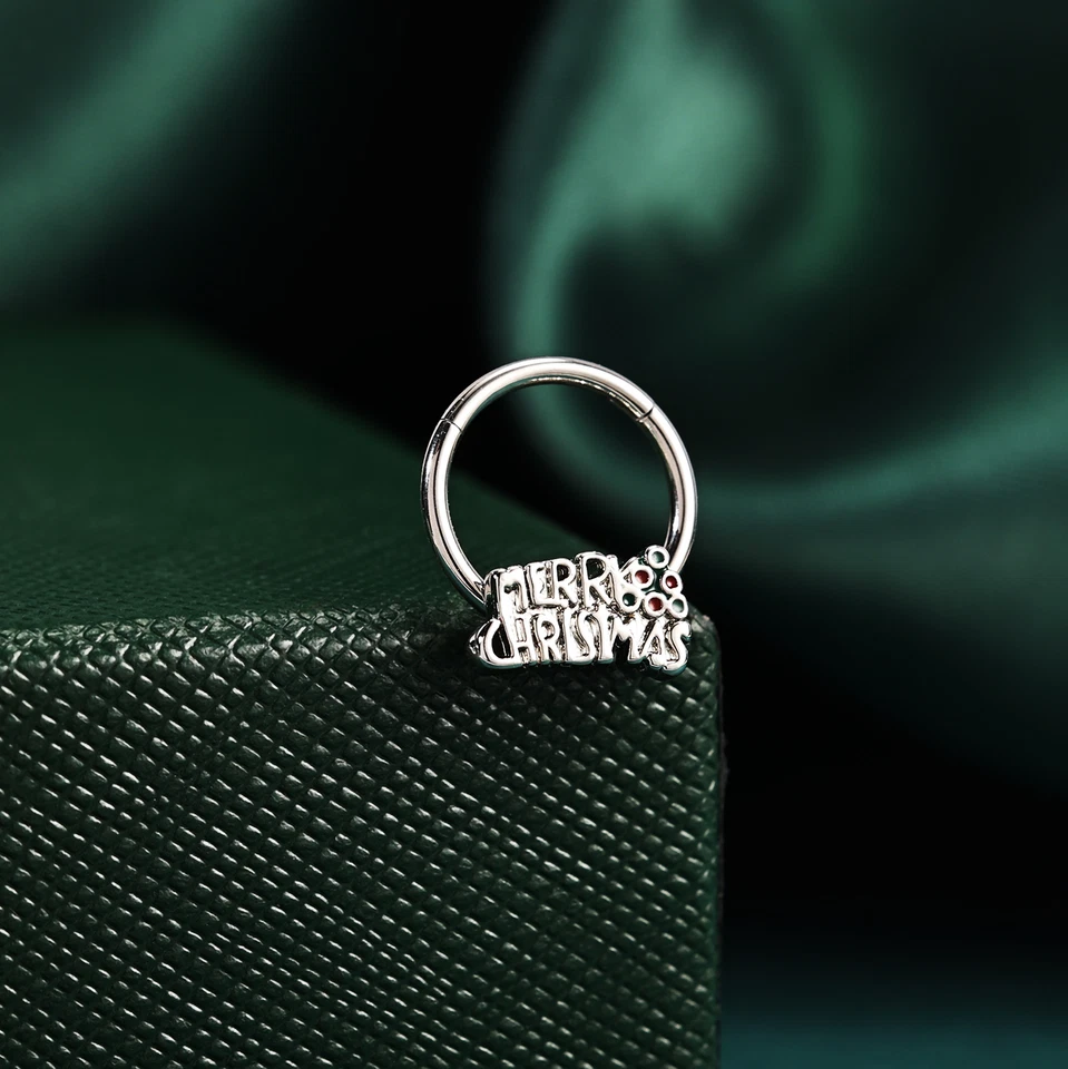 16g Stainless Steel Nose Ring Santa Claus Septum Ring Piercing Christmas Jewelry - Изображение 3 из 4