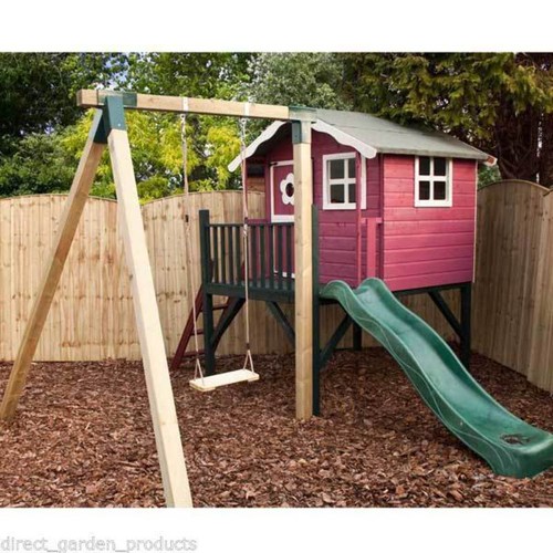 WOODEN PLAYHOUSE KIDS WOOD WENDY DEN PLAYHOUSE CHILD SLIDE SWING SETS NEW UNUSED