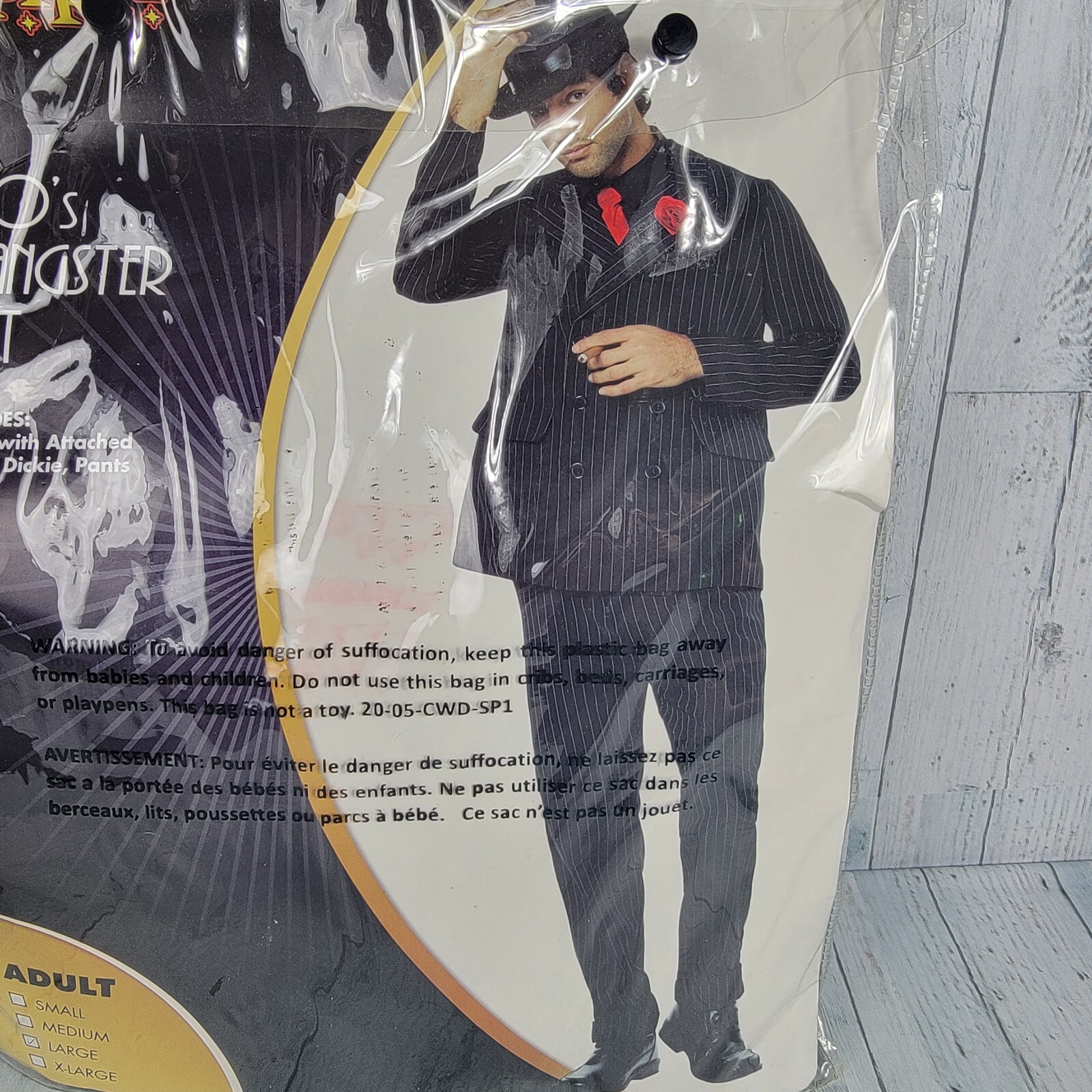 Spirit Men’s Halloween Party Costume Gangster Pin Striped Suit Large