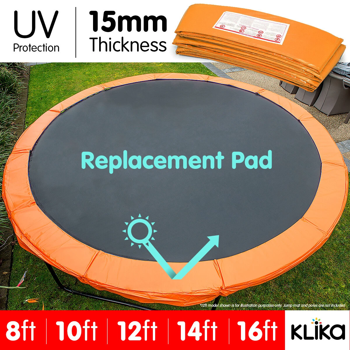 REPLACEMENT TRAMPOLINE PAD REINFORCED OUTDOOR ROUND SPRING COVER 8