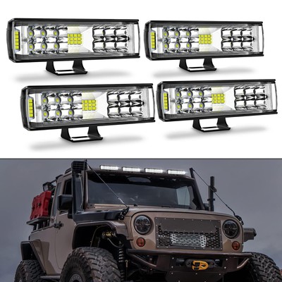 6''Side Shooter LED Light Bars Kit 4PCS Driving Fog Light ATV Truck SUV Offroad