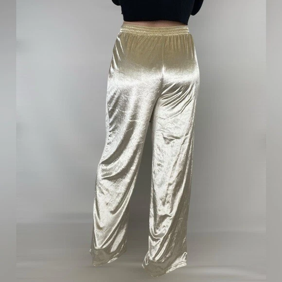 Pantalones CHRISTIAN LACROIX Champagne Terciopelo Pierna Ancha Crema tiro alto Foto 2 de 4