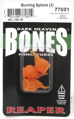 Reaper 77081 Burning Sphere [3] (Bones) Spell Effect Flaming Ball Miniatures