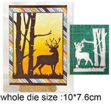 DEER IN FOREST Metal Cutting Die Christmas Holiday Card Making Scrapbook Pages
