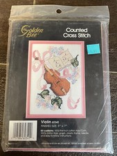 SELTENE Violine gezählt Kreuzstich Kit 5 x7" Goldene Biene mit Rahmen 60340