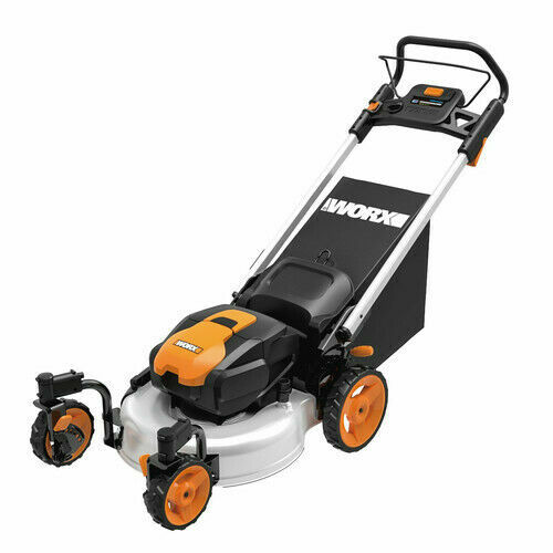 WORX WG771 19inch Cordless Mower with Locking Caster Wheels for