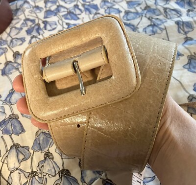Leatherock Leather Wide Runway Belt Medium -34 Beige  display picture 3