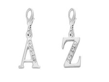 Personalised Letter A~Z Clip On Charm with Rhinestones