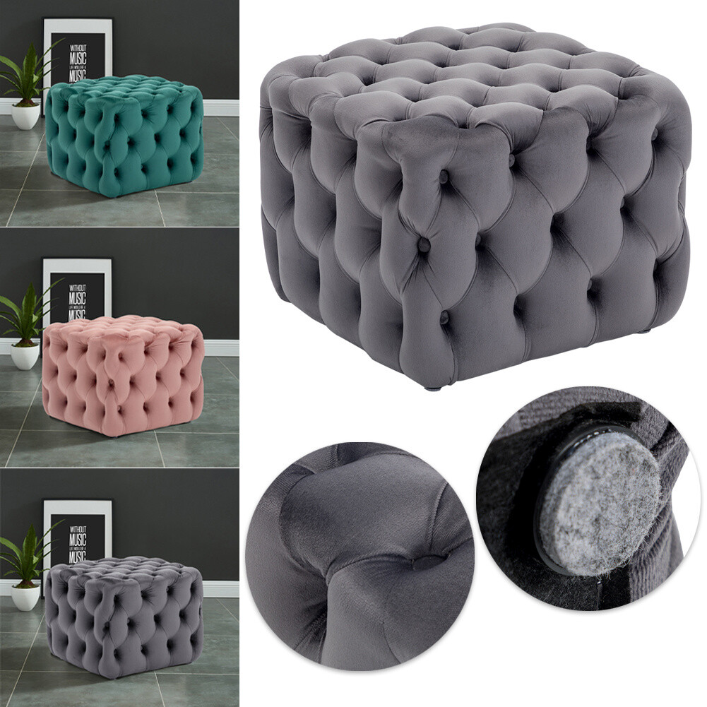 BIG VELVET PUFF FOOTSTOOL FOOT REST POUFEE STOOL CHAIR BENCH TABLE  