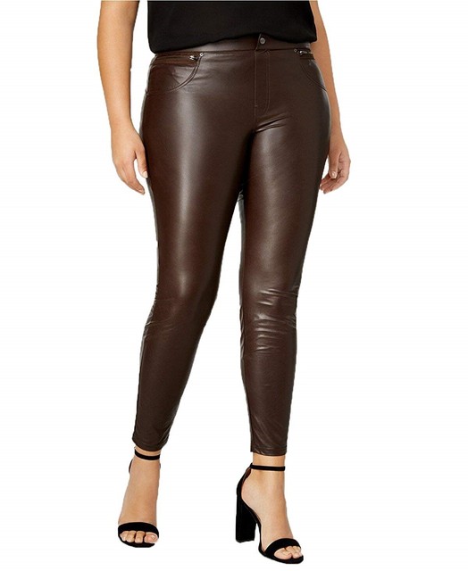HUE Expresso Leatherette Leggings Plus 
