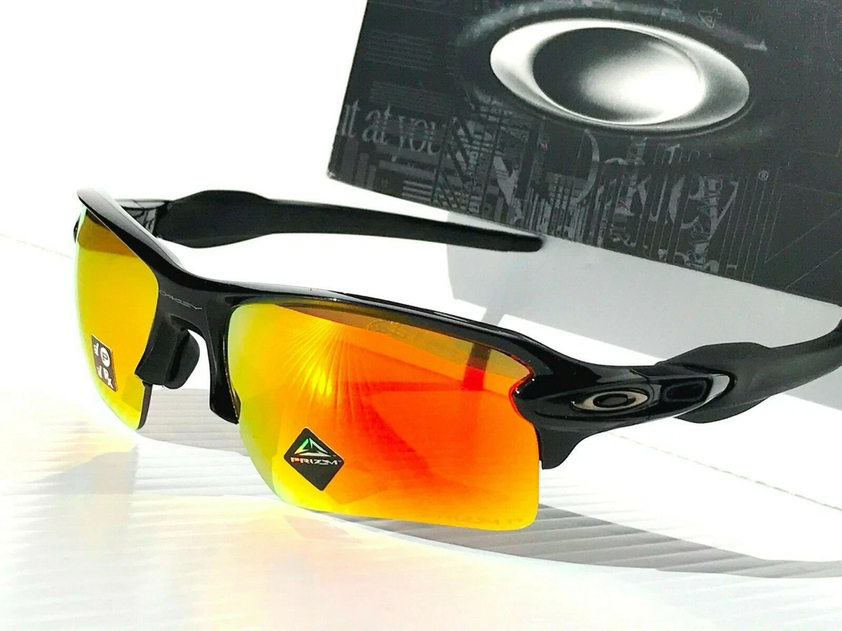 NEW Oakley FLAK 2.0 BLACK w POLARIZED PRIZM RUBY XL Lens Sunglass
