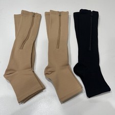 VITAL SOCKS 3 Pairs for Compression and Circulation with Zipper Nude/Black L