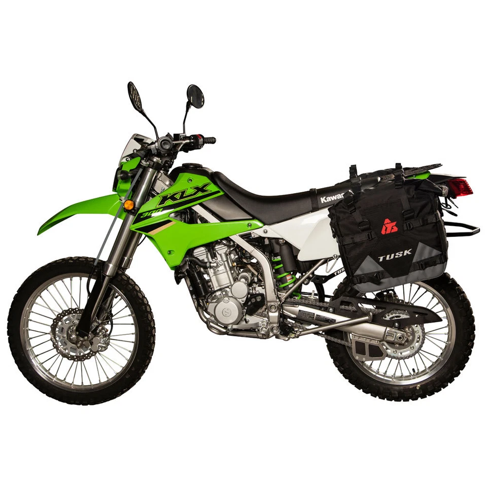 Alforjas Tusk con bolsas de piloto negras/grises con soporte superior para KAWASAKI KLX300 Foto 4 de 4