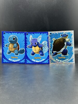 Squirtle Wartortle Blastoise Evolutions Metal Prisma Foil Sticker Set Of 3