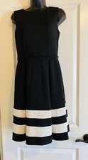 Calvin Klein Sleeveless Little Black Dress With Off White Border Size 4