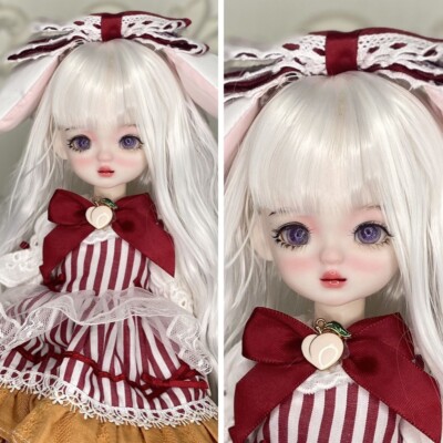White Hair Cute Red Dress Full Set 1/6 Ball Jointed BJD Dolls Toys Assembled BJD