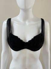Victoria s Secret Vintage 80s Floral Lace Cup Balconette Draped Black Gothic 36B