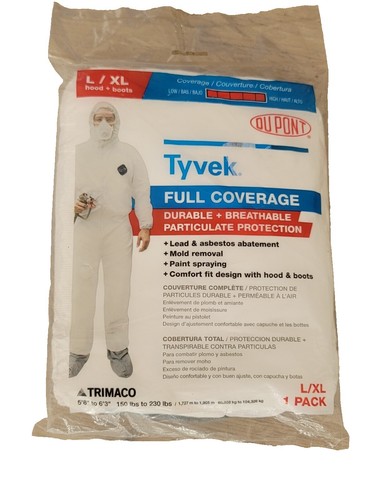 Tuta Protettiva Dupont Tyvek Trimaco Taglia 2X/3X Con Cappuccio E Stivali &ndash; Nuova