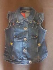 Miss 60 Sixty Blue Denim Studded Waistcoat Uk L Bnwt Rrp £60.00