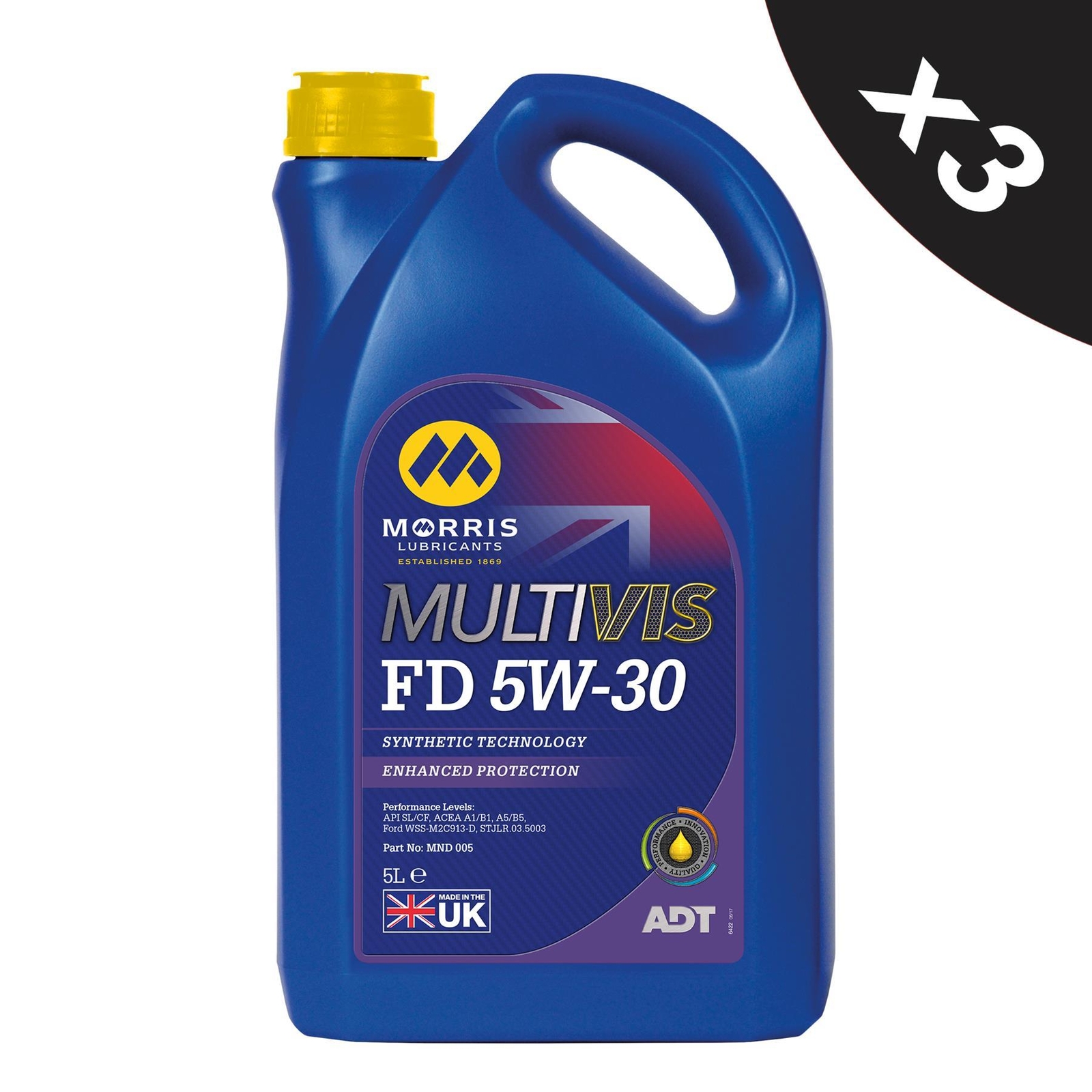 3x5L Morris 5w30 Fully Synthetic Engine Oil SL/CF ACEA A5/B5 Ford WSS-M2C913-D