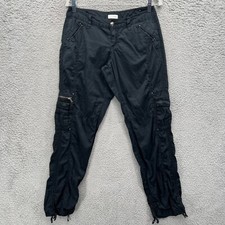 Y2K Emo Grunge Parachute Cargo Pants Goth 5/6 Black Casual Utility Low Rise Alt