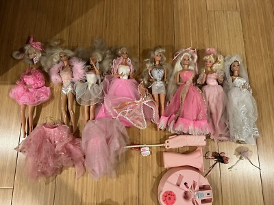 Glam 80's-90's Barbies incl Wedding Day, Dance Twirl w