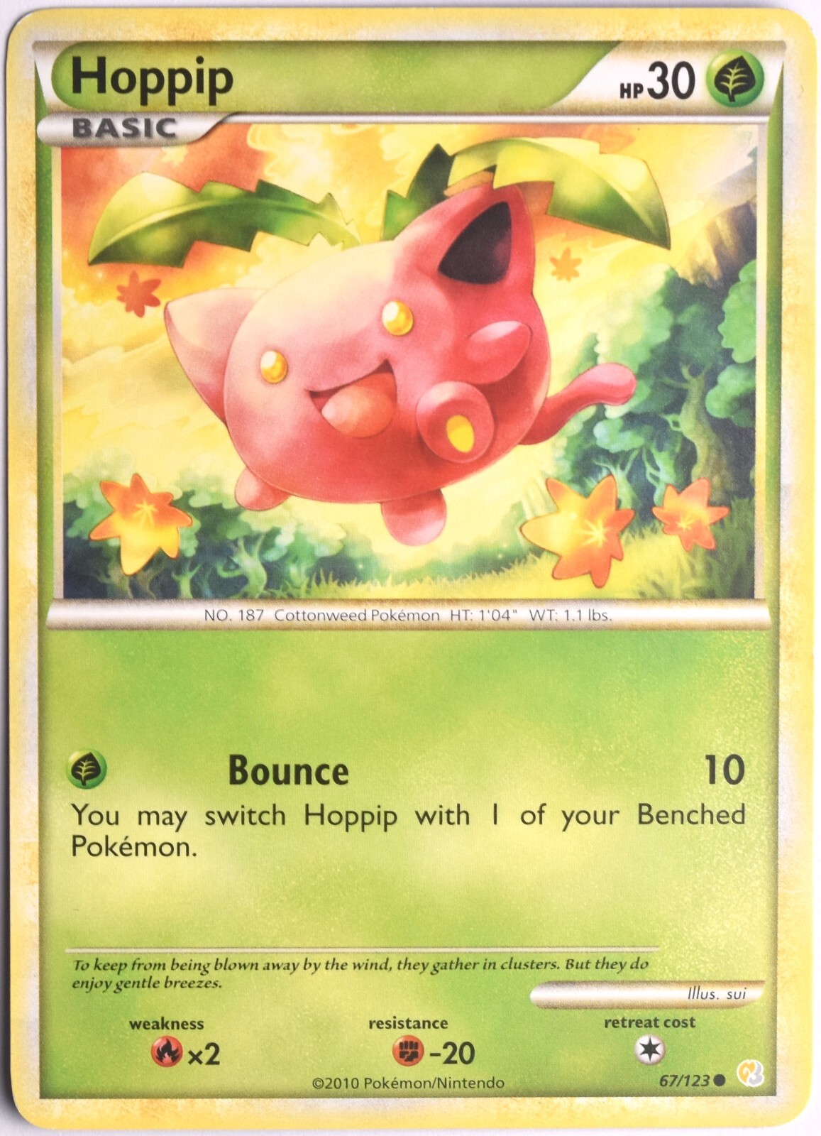 Pokemon Card TCG Hoppip HeartGold SoulSilver Common 67/123 LP US Seller