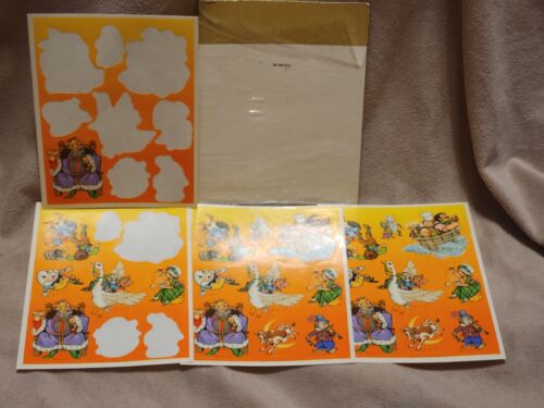 Vintage Hallmark Sticker Sheet Mother Goose Nursery Rhymes HTF 4 sheets in pack - Picture 1 of 3