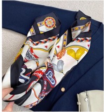 New Spring Boutique High Quality 100 Mulberry Twill Silk Black Print Scarf 35   