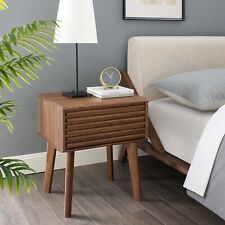 Modway Render Mid-Century Modern End Table or Nightstand in Walnut