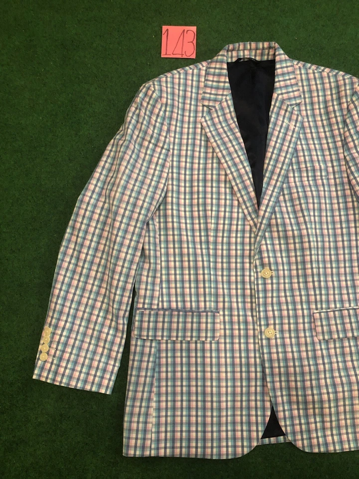 Blazer Croft & Barrow masculino 40R Páscoa pastel xadrez Gingham casaco esportivo algodão - Imagem 2 de 4