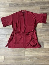 Victoria's Secret Robe Sz OS Vtg Gold Label Red Satin Kimono Chemise Vixen Glam