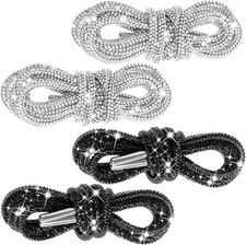 2 Pair 55 Inch Rhinestone Shoe Laces Rope Glitter Shoe Laces Shiny Hoodie String