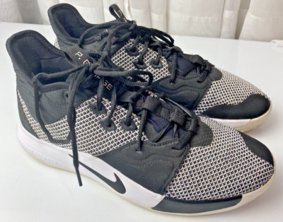 Nike Mens 9.5 Paul George PG 3 Monochrome White Black Oreo basketball shoes