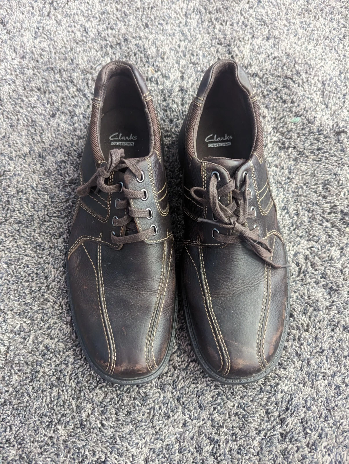 Scarpe Oxford Clarks da uomo morbide flessibili ammortizzanti marroni in pelle taglia 12 M ottime condizioni