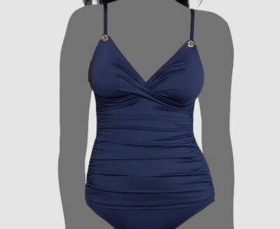 Lauren Ralph Lauren Womens Blue Toggle-Trim Tankini Top Swimwear Size 6