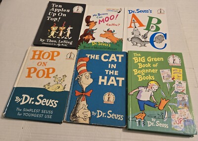 Dr. Seuss Books Lot of 6 Cat in the Hat Hop on Pop Ten Apples On Top