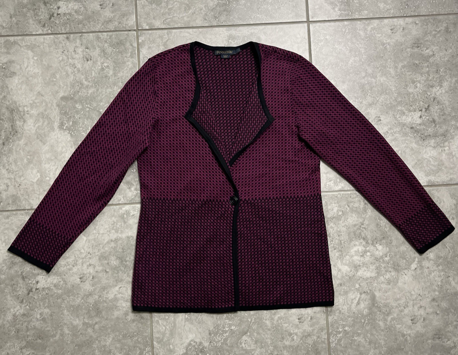 Pendleton Cotton Knit Button Cardigan Sweater Pin… - image 1