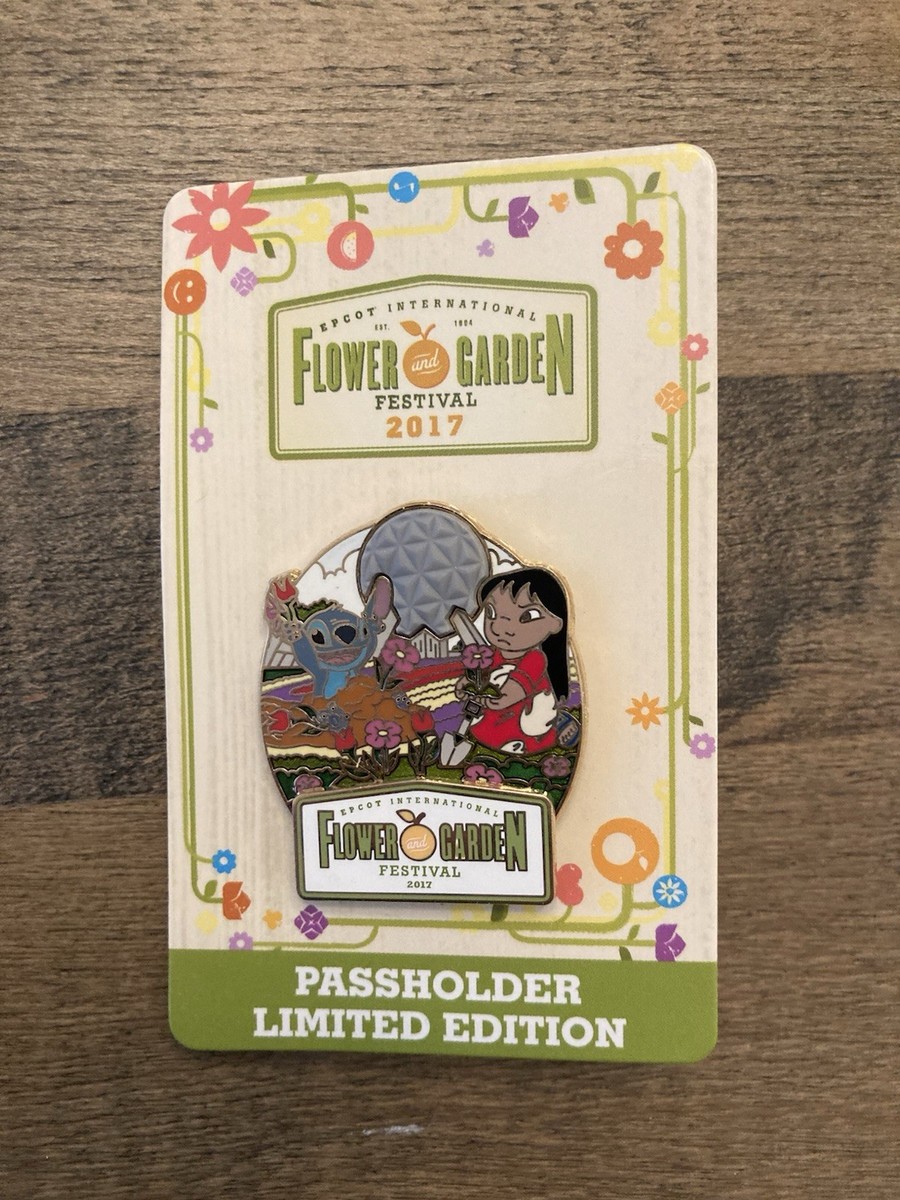 New 2017 Disney Epcot Flower and Garden Lilo & Stitch Passholder