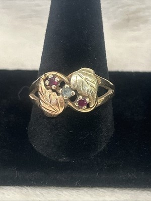 Beautiful 12K Rose Gold With Rubies Size 9 Ring (BY23)