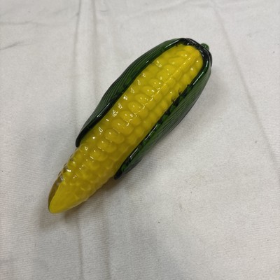 VINTAGE HAND BLOWN ART GLASS CORN ON THE COB VEGETABLE 8 