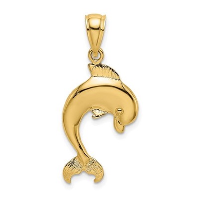 10k Gelbgold poliert Delfin springender Anhänger