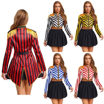 Damen Tailcoat Lange Ärmel Cosplay Zirkusdirektor Jacke Retro Zirkus Kostüm