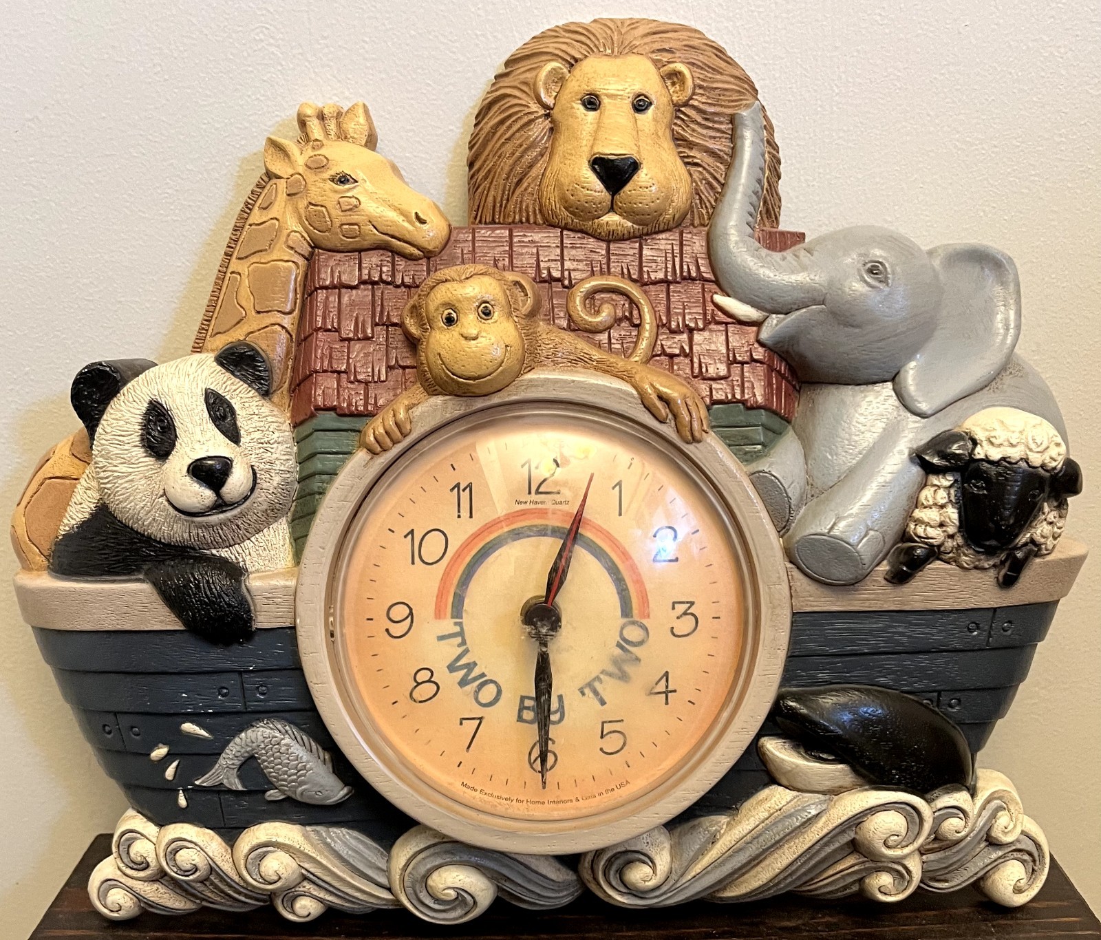 VTG 1980's Noah's Ark Wall Clock Home Interiors "Two By Two" Works