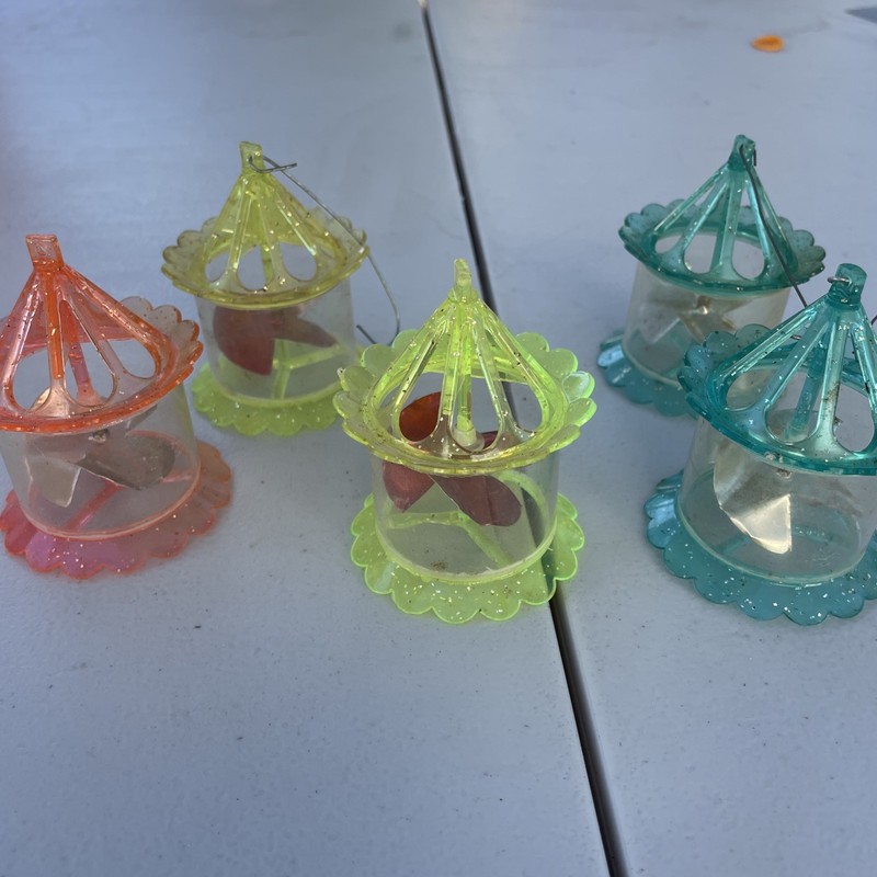 Set of 5- '50s Vintage - Twinkler - Spinner - Bird Cage - Christmas Ornaments