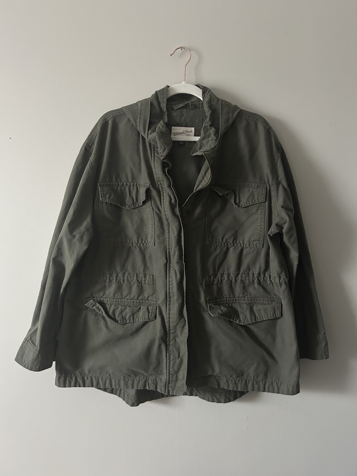 Universal Threads Women's XXL Army Green Utility Work Coat Jacket, Zipper/Button
