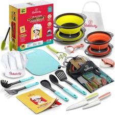 Baketivity Kids Cooking Set Real Utensils With Kitchen Tool Guide - Complete Jun